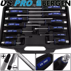 US PRO By BERGEN Magnetic Screwdriver Set HEAVY DUTY Philips & Slotted Go Through Drivers