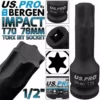 US PRO By BERGEN BERGEN T70 IMPACT TORX Bit Socket 1/2"Dr TRX70 78mm Long Reach Impact Star Torx