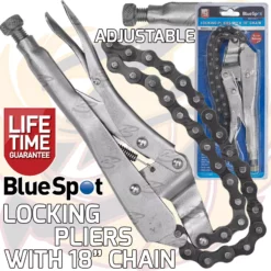 BlueSpot Locking Pliers Mole Grips Adjustable Vice Grips With 18" Chain Wrench Oil Filter