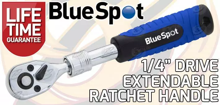 BlueSpot 1/4" Drive 72T Tooth Extendable Ratchet Handle Reversible 180mm - 230mm 2 BlueSpot 1/4" Drive 72T Tooth Extendable Ratchet Handle Reversible 180mm - 230mm - Image 2