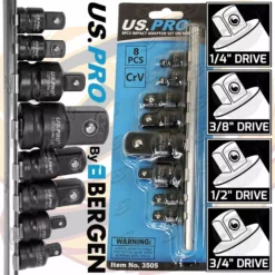 US PRO By BERGEN US.PRO By BERGEN 8pc IMPACT Socket Adaptor Set Step Up / Down Adapters Reducers 1/4"- 3/4"