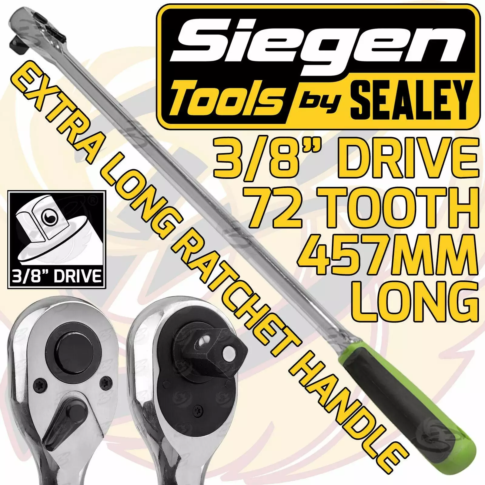 Sealey SIEGEN 3/8" Drive 72T Tooth EXTRA LONG 457mm Ratchet Handle 3/8"Dr 72 Tooth 1 Sealey SIEGEN 3/8" Drive 72T Tooth EXTRA LONG 457mm Ratchet Handle 3/8"Dr 72 Tooth