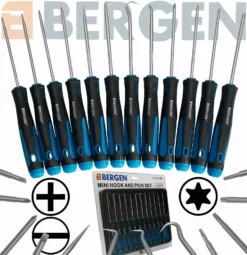 US PRO By BERGEN Mini Hook & Pick Set+ Magnetic Precision Torx Drivers & Screwdrivers 12pc