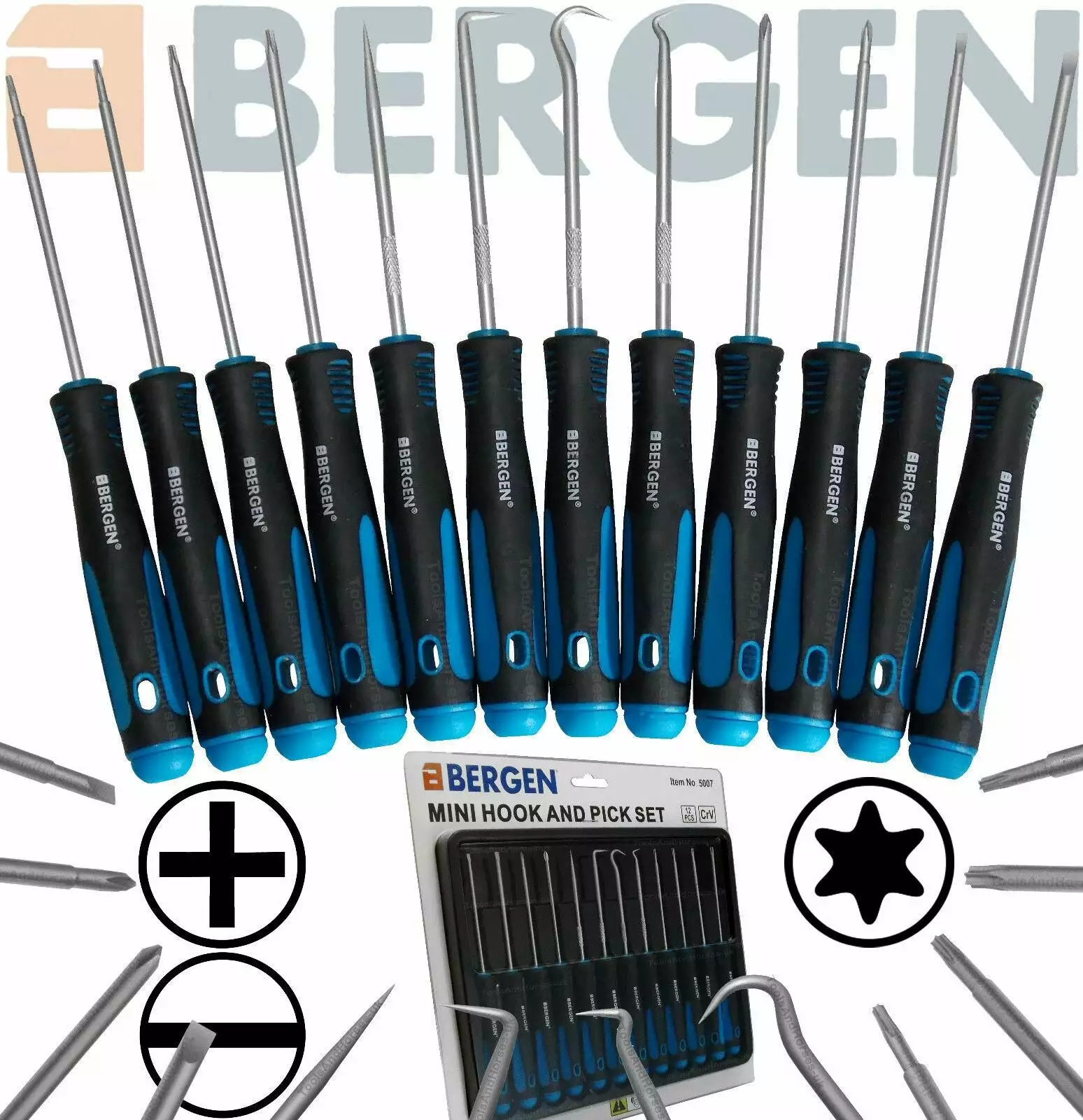 US PRO By BERGEN Mini Hook & Pick Set+ Magnetic Precision Torx Drivers & Screwdrivers 12pc 1 US PRO By BERGEN Mini Hook & Pick Set+ Magnetic Precision Torx Drivers & Screwdrivers 12pc