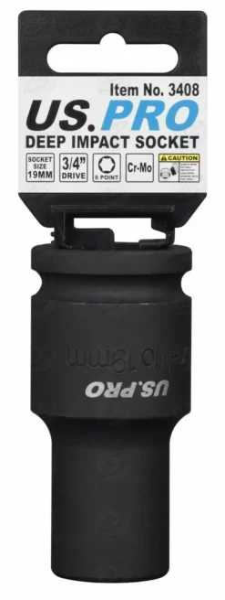 US PRO By BERGEN BERGEN 19mm 3/4" Dr DEEP IMPACT SOCKET 6 Point HEX Long Reach IMPACT SOCKET HD -SOCKET SETS & EXTENSION BARS Sales 125e6b65 db8c 42ed 8f54 31c89e0ffc6e