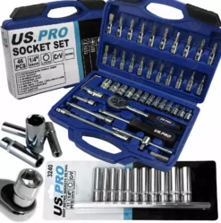 US PRO By BERGEN BERGEN Sockets & DEEP Socket Set 1/4" Drive Tool Set With Ratchet Torx Hex UJ PZ