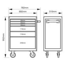 Bahco 1472K6 E72 6 Drawer 26" Mobile Roller Cabinet Orange 9 Bahco 1472K6 E72 6 Drawer 26" Mobile Roller Cabinet Orange -SOCKET SETS & EXTENSION BARS Sales 1472K6 DIMS