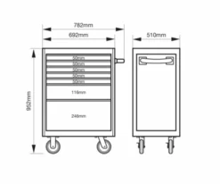 Bahco 1472K7 E72 7 Drawer 26" Mobile Roller Cabinet Orange 9 Bahco 1472K7 E72 7 Drawer 26" Mobile Roller Cabinet Orange -SOCKET SETS & EXTENSION BARS Sales 1472K7 DIMS