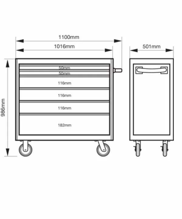 Bahco 1475KXL6RED C75 40″ 6 Drawer Mobile Roller Cabinet Red 4 Bahco 1475KXL6RED C75 40″ 6 Drawer Mobile Roller Cabinet Red - Image 4