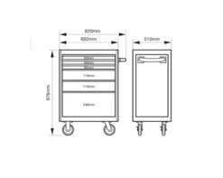 Bahco 1477K6BLACK E77 ‘Premium’ 6 Drawer 26" Mobile Roller Cabinet Black -SOCKET SETS & EXTENSION BARS Sales 1477K6 DIMS