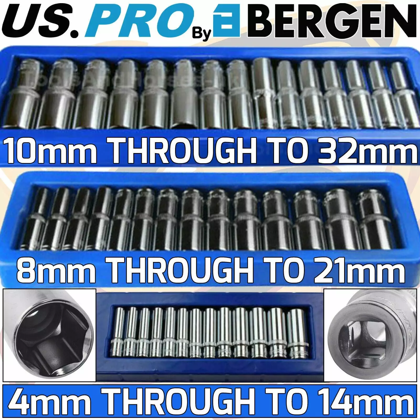 US PRO By BERGEN US.PRO By BERGEN Deep Socket Set 1/4" 3/8" 1/2"Drive 6 Point Long Reach Deep Sockets 42pcs 1 US PRO By BERGEN US.PRO By BERGEN Deep Socket Set 1/4" 3/8" 1/2"Drive 6 Point Long Reach Deep Sockets 42pcs