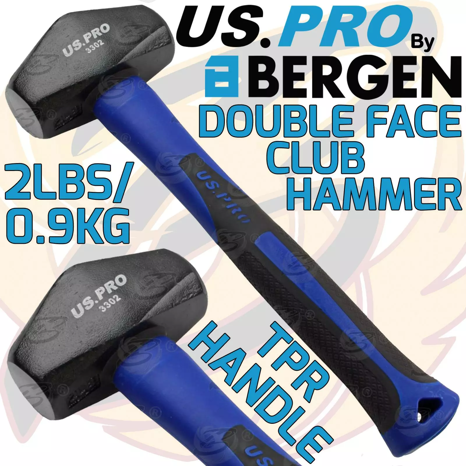 US PRO By BERGEN US.PRO By BERGEN 2lbs Club Hammer Double Faced 0.9kg TPR Fibreglass Handle Club Hammer 1 US PRO By BERGEN US.PRO By BERGEN 2lbs Club Hammer Double Faced 0.9kg TPR Fibreglass Handle Club Hammer