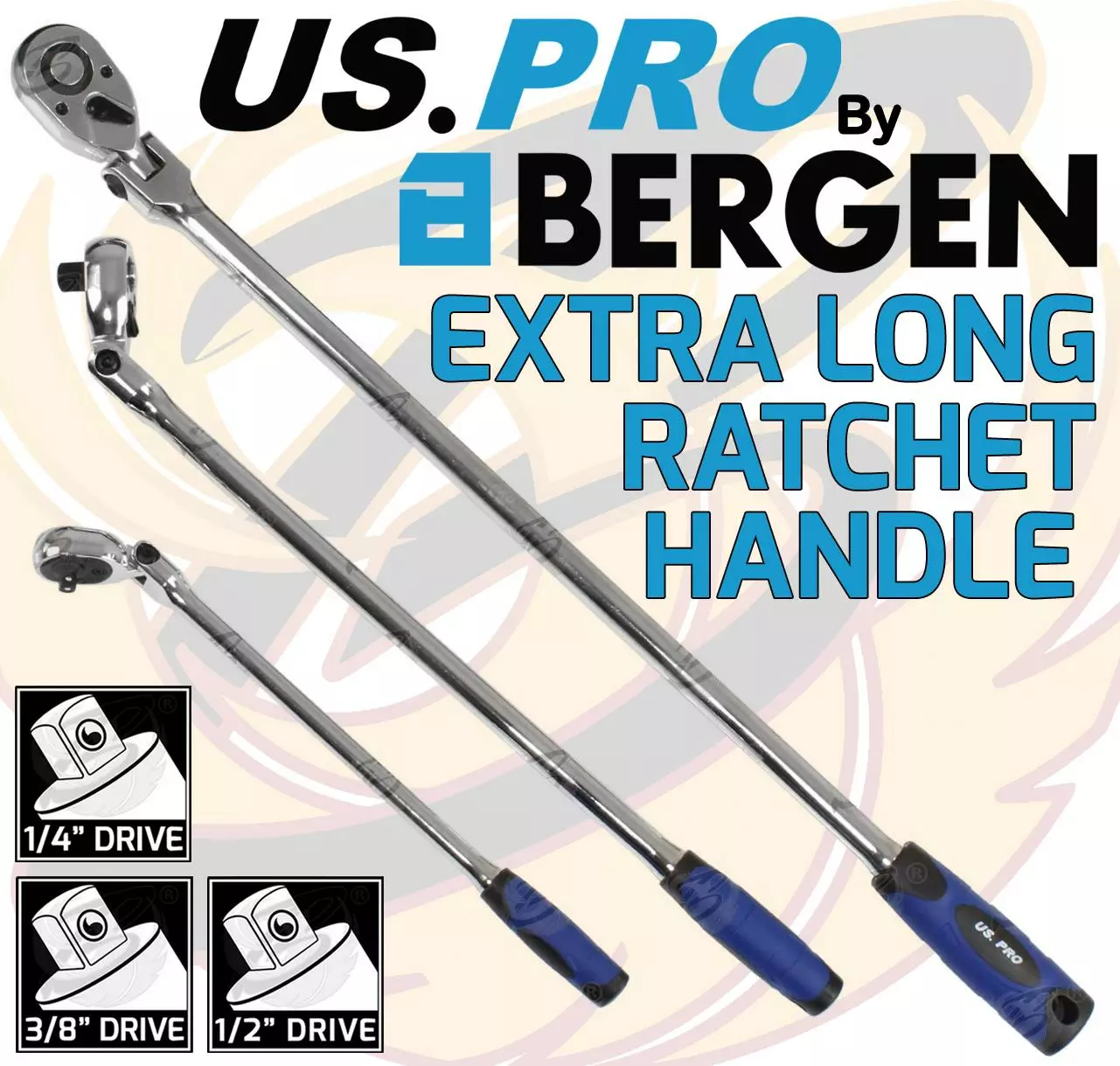 US PRO By BERGEN US.PRO By BERGEN Extra Long Flexible Ratchets 1/2"Dr 3/8" 1/4" Drive 72T Reversible Handle 2 US PRO By BERGEN US.PRO By BERGEN Extra Long Flexible Ratchets 1/2"Dr 3/8" 1/4" Drive 72T Reversible Handle - Image 2