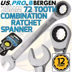 US PRO By BERGEN US.PRO By BERGEN 25mm Ratchet Spanner 72 Tooth Ratchet Comb Spanner Open & Ring End Wrench