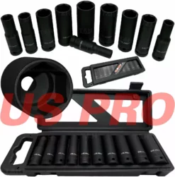 US PRO By BERGEN US.PRO TOOLS Thin Wall DEEP IMPACT Socket Set 1/2" Drive Long Reach Impact Socke
