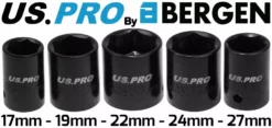 US PRO By BERGEN BERGEN 1/2" Dr IMPACT Socket Set Shallow Stubby Impact Sockets 9mm-27mm 6PT Hex -SOCKET SETS & EXTENSION BARS Sales 29d36059 921f 4b53 8c9d 1411afb6a436