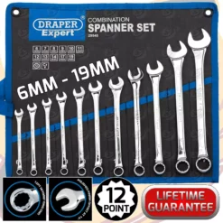 DRAPER Hi-Torq Combination Spanner Set 6mm - 19mm Combi Wrench Open & Ring End