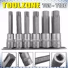 Toolzone 6pc TORX BIT Socket Set 1/2" Dr Star Keys T55-T100 TX Torx Sockets 100mm Long
