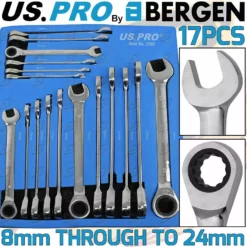 US PRO By BERGEN US.PRO By BERGEN 8mm - 24mm Metric Gear Ratchet Combination Wrench Spanner Set Combi CR-V