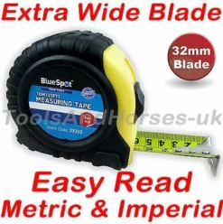 BlueSpot 10m Tape Measure Broad Buddy Measuring Tape 32mm Extra Wide Blade / Fat Max Type