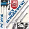 BlueSpot 1/4"Dr Extension Bars 3pc Extra Long Reach Extension Bar Set 1/4" Inch Drive CRV