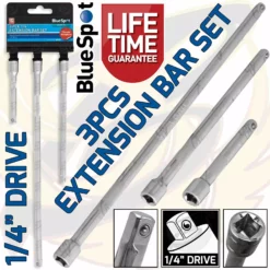 BlueSpot 1/4"Dr Extension Bars 3pc Extra Long Reach Extension Bar Set 1/4" Inch Drive CRV