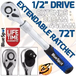 BlueSpot 1/2" Drive 72T Tooth Extendable Ratchet Handle Reversible 305mm - 440mm