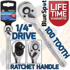 BlueSpot 1/4" Drive 100T Tooth Quick Release Ratchet Handle 1/4"Dr 100Tooth Socket Wrench