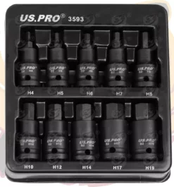 US PRO By BERGEN US.PRO By BERGEN IMPACT HEX BIT Sockets Set 1/2" Drive Impact H4 To H19 Allen Key S2 Steel -SOCKET SETS & EXTENSION BARS Sales 3eac6c5d f00b 4d0e af23 b15dfe4b79b7