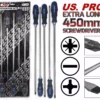 US PRO By BERGEN US.PRO HEAVY DUTY EXTRA LONG 5pc Screwdriver Set 450mm PZ2 PZ3 PH2 PH3 SL8 Pozi