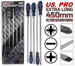 US PRO By BERGEN US.PRO HEAVY DUTY EXTRA LONG 5pc Screwdriver Set 450mm PZ2 PZ3 PH2 PH3 SL8 Pozi