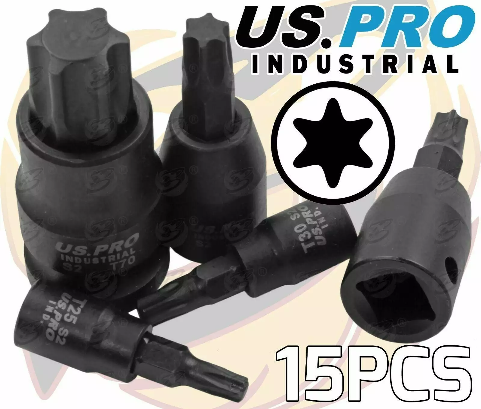 US PRO By BERGEN US PRO INDUSTRIAL Impact Torx Bit Socket Set 1/4" 3/8" 1/2" Drive 15pcs Sockets 3 US PRO By BERGEN US PRO INDUSTRIAL Impact Torx Bit Socket Set 1/4" 3/8" 1/2" Drive 15pcs Sockets - Image 3