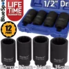 BlueSpot 12 Point Axle Hub Nut DEEP IMPACT Socket Set 1/2"dr CV Joint Drive Shaft Sockets