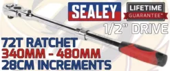 SEALEY 1/2" Dr 72T Tooth Locking Flexi Head Flexible Extendable Ratchet Handle -SOCKET SETS & EXTENSION BARS Sales 40e29eac d271 4682 ac5c faacaa3bd6ac
