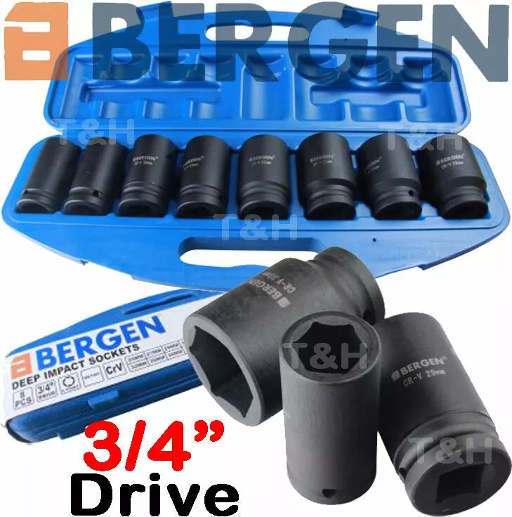 US PRO By BERGEN BERGEN 3/4"Inch DRIVE DEEP IMPACT Socket Set 24-38mm HGV Long Reach Impact Socke 1 US PRO By BERGEN BERGEN 3/4"Inch DRIVE DEEP IMPACT Socket Set 24-38mm HGV Long Reach Impact Socke