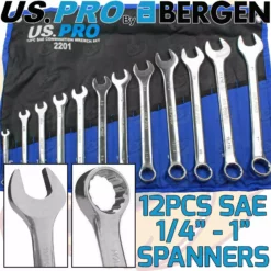US PRO By BERGEN US PRO SAE / AF Imperial Combination Spanner Combi Wrench Set 1/4" - 1" 12pcs