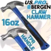 US PRO By BERGEN US.PRO By BERGEN Claw Hammer Fibreglass 16oz Hardened Steel Curved Head Rubber Grip Puller