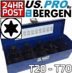 US PRO By BERGEN US.PRO By BERGEN IMPACT TORX BIT Sockets Set 1/2" Drive Impact TX Star Sockets T20 To T70