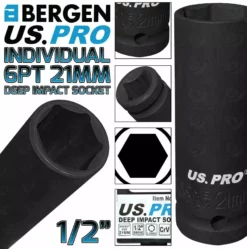 US PRO By BERGEN BERGEN US PRO Deep Impact Socket 21mm 1/2" Drive 21mm 6 Point