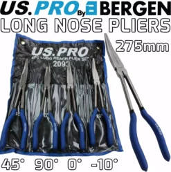 US PRO By BERGEN 11" Extra Long Nose Pliers Set 4pc Straight Bent Offset Angled Pliers 90°