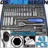 US PRO By BERGEN US.PRO By BERGEN Socket Set 43pc 1/4" Drive Metric AF Ratchet Hex UJ Adaptor Socket Set