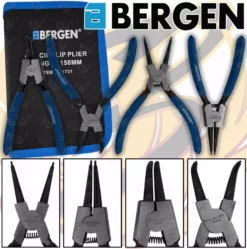 US PRO By BERGEN BERGEN 4 PC 6" Circlip Pliers Internal External Bent Nose Straight Tip Snap Ring