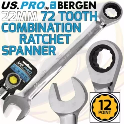 US PRO By BERGEN US.PRO By BERGEN 22mm Ratchet Spanner 72 Tooth Ratchet Combi Spanner Open & Ring End Wrenc