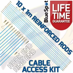 BlueSpot Cable Access Kit 1m X 10 Puller Electricians Push Pull Rods Wire Reinforced Rods
