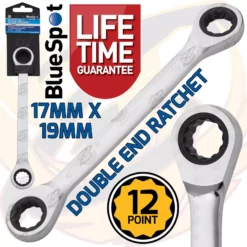 BlueSpot Ratchet Spanner 17mm X 19mm Double Ended Ratchet Spanner Wrench 72 Tooth 12Point