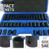 US PRO By BERGEN BERGEN DEEP SHALLOW IMPACT SOCKETS AF/SAE MM & ADAPTOR 37pc 6pt HEX 3/8" 1/2" DR