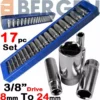 US PRO By BERGEN 3/8" Drive 6 Point 17 Piece DEEP Socket Set 8mm - 24mm