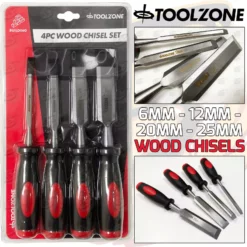 Toolzone Wood Chisel Set 4pc Carpenters Woodworking Chisels Set 1/4" - 1/2" - 3/4" - 1"