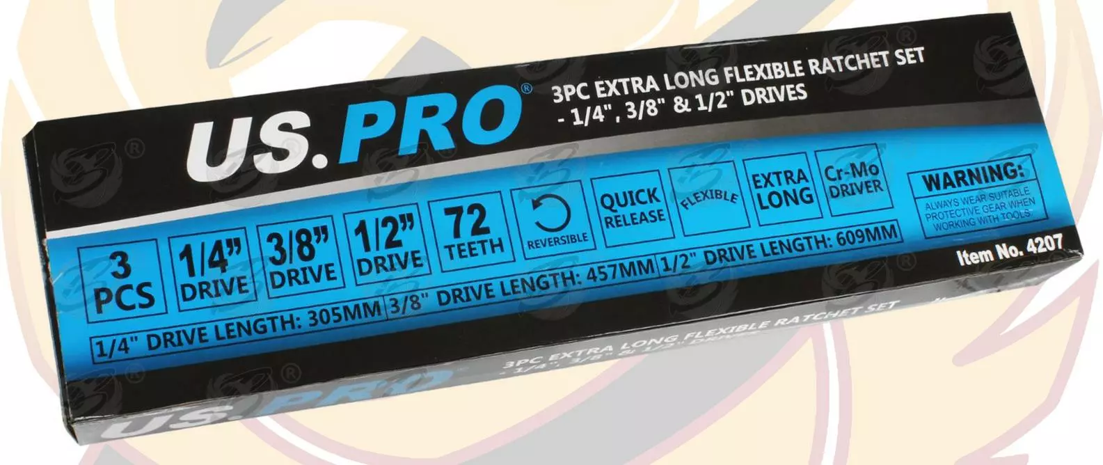 US PRO By BERGEN US.PRO By BERGEN Extra Long Flexible Ratchets 1/2"Dr 3/8" 1/4" Drive 72T Reversible Handle 7 US PRO By BERGEN US.PRO By BERGEN Extra Long Flexible Ratchets 1/2"Dr 3/8" 1/4" Drive 72T Reversible Handle - Image 7
