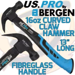 US PRO By BERGEN US.PRO By BERGEN 16oz Claw Hammer 454g Fibreglass Handle 13" Inch Curved Head Hammer